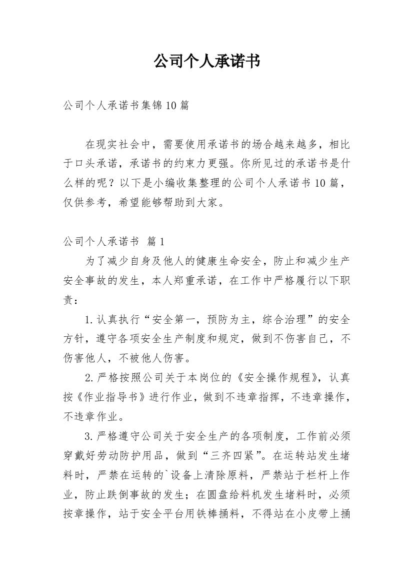 公司个人承诺书_14