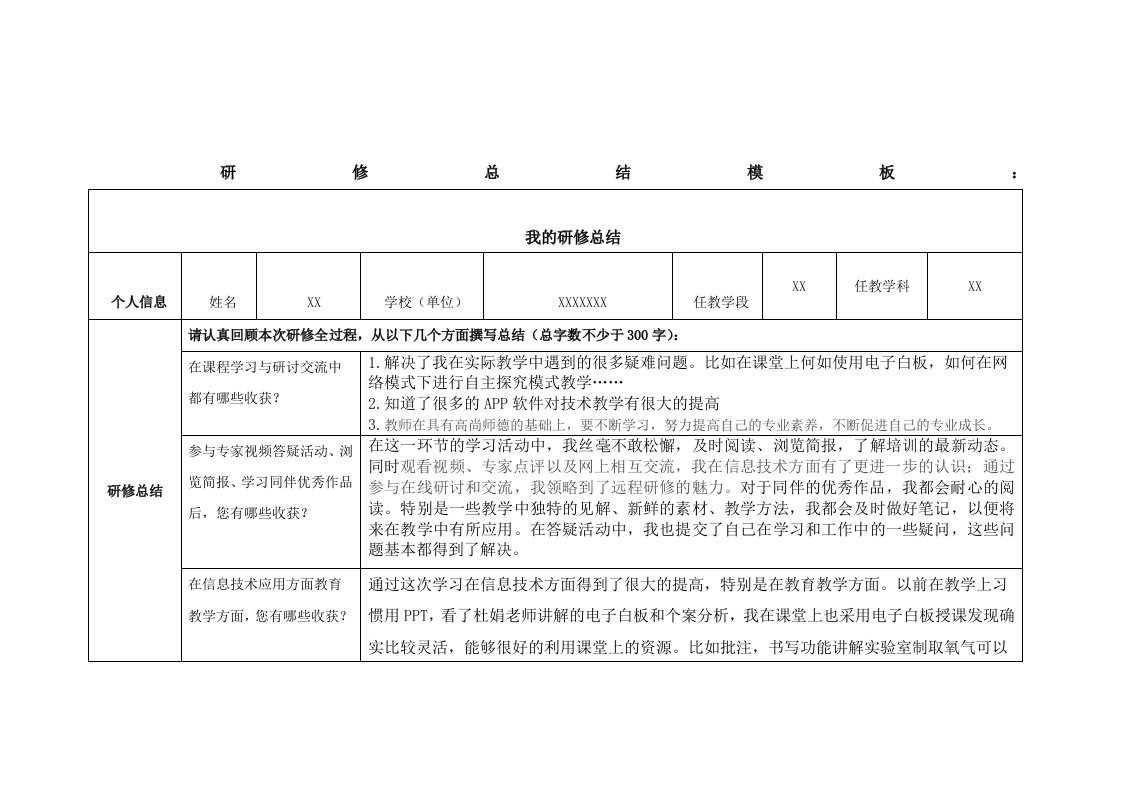 奥鹏研修总结作业