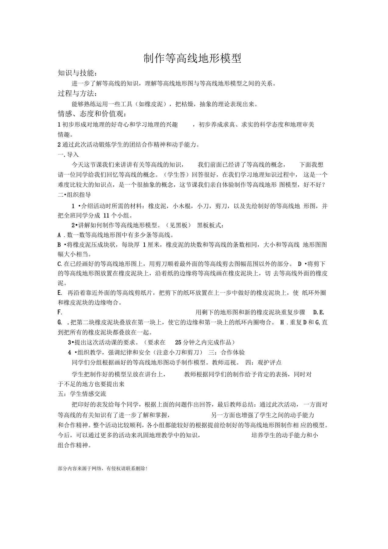 制作等高线地形图模型