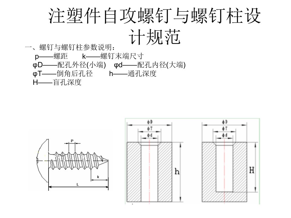 注塑件自攻螺钉与螺钉柱设计规范