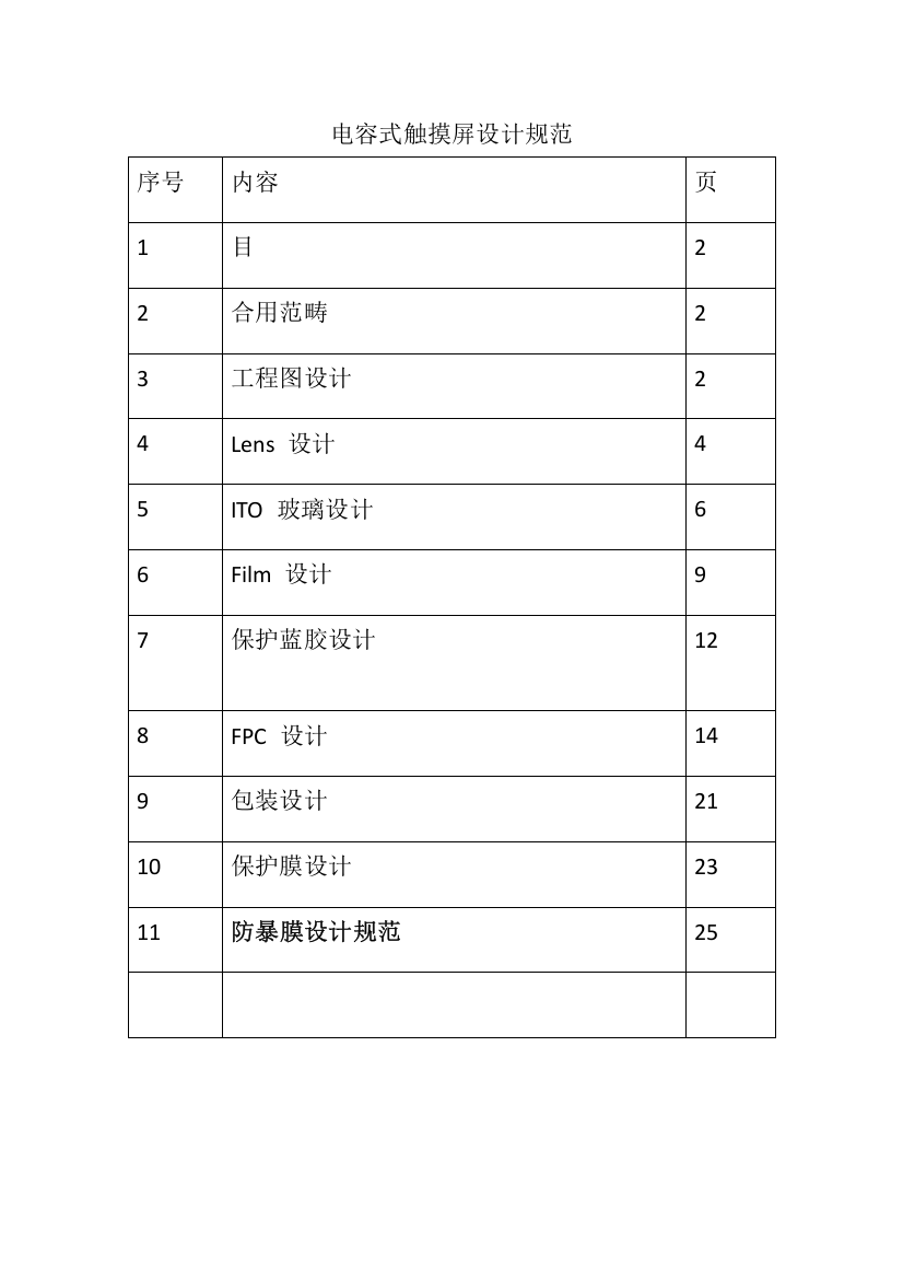 电容式触摸屏设计标准规范