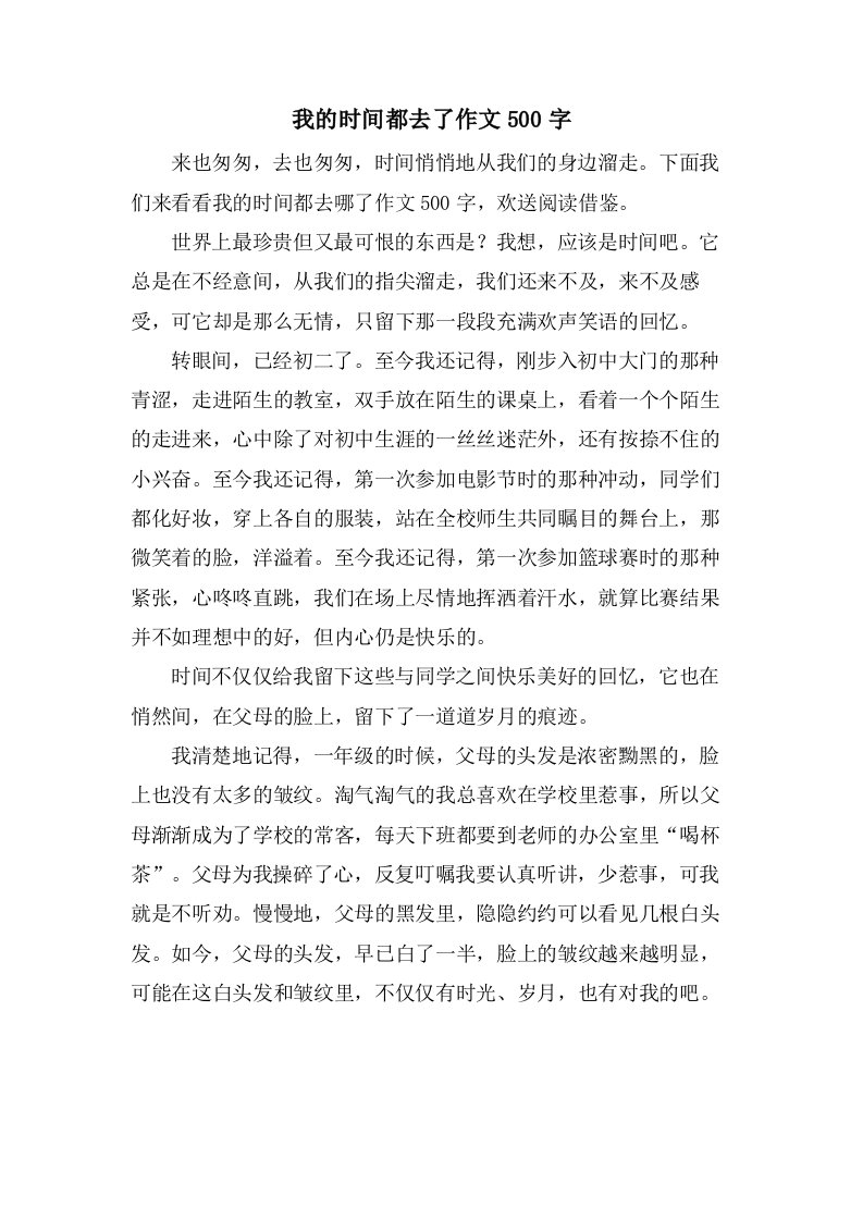 我的时间都去了作文500字