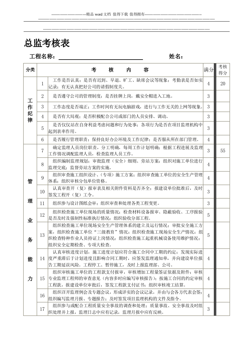 新总监(代表)考核表.