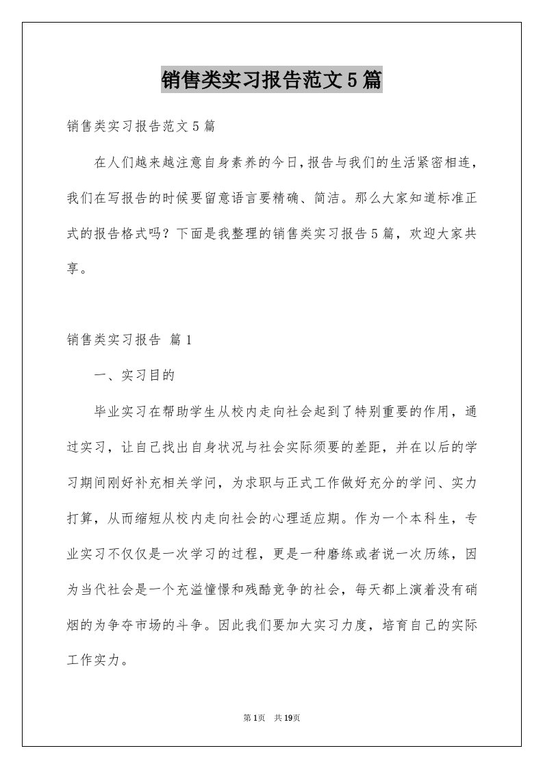 销售类实习报告范文5篇例文