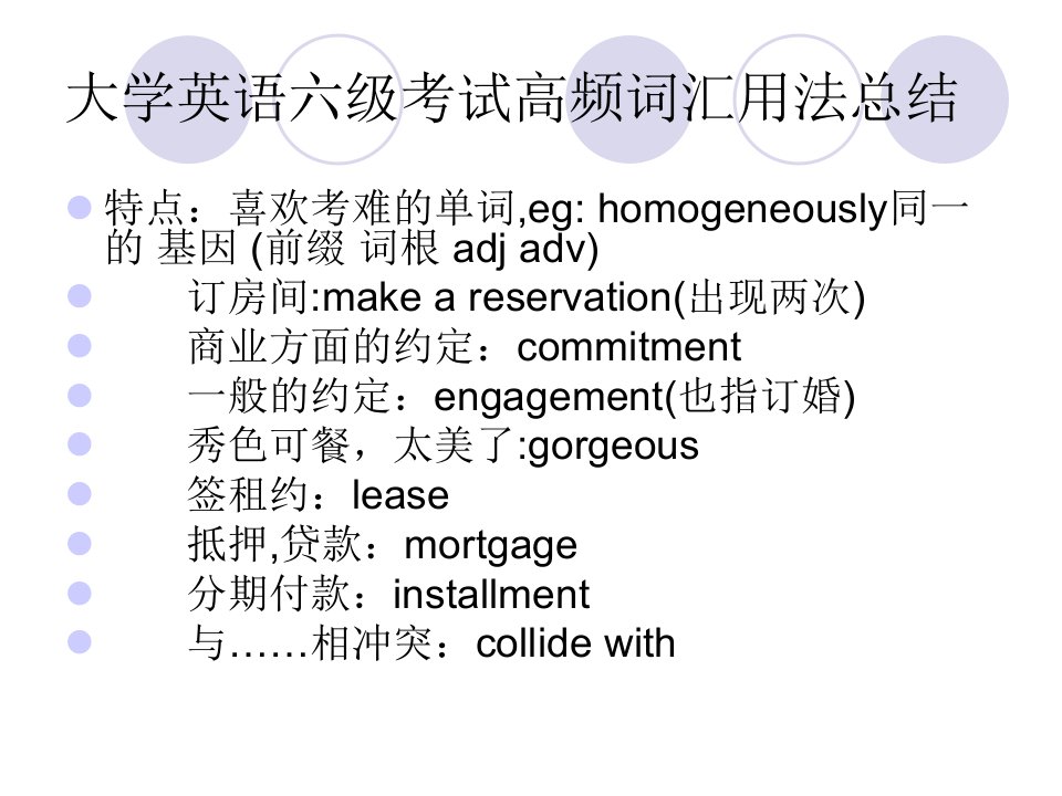 大学英语六级考试高频词汇用法