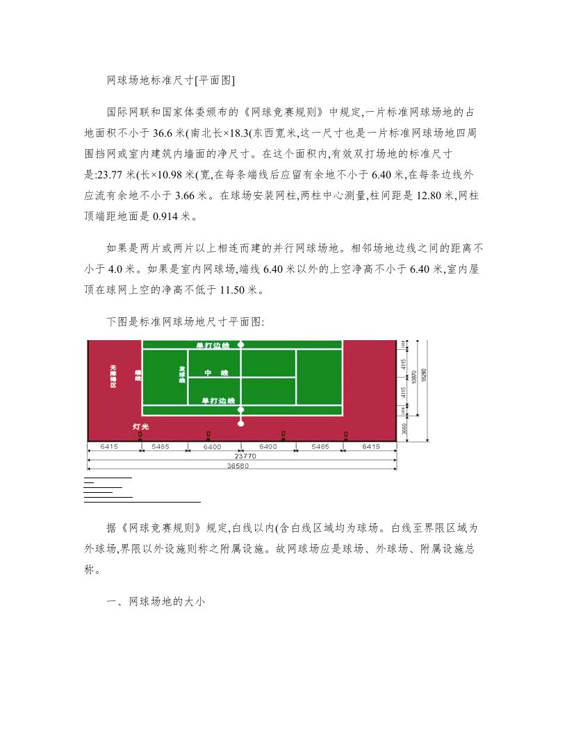 网球场地标准尺寸平面图