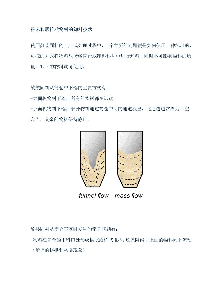 粉末和颗粒状物料的卸料技术