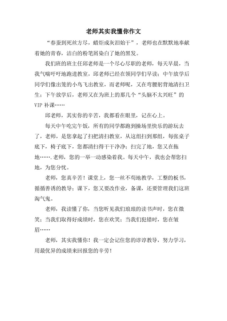 老师其实我懂你作文