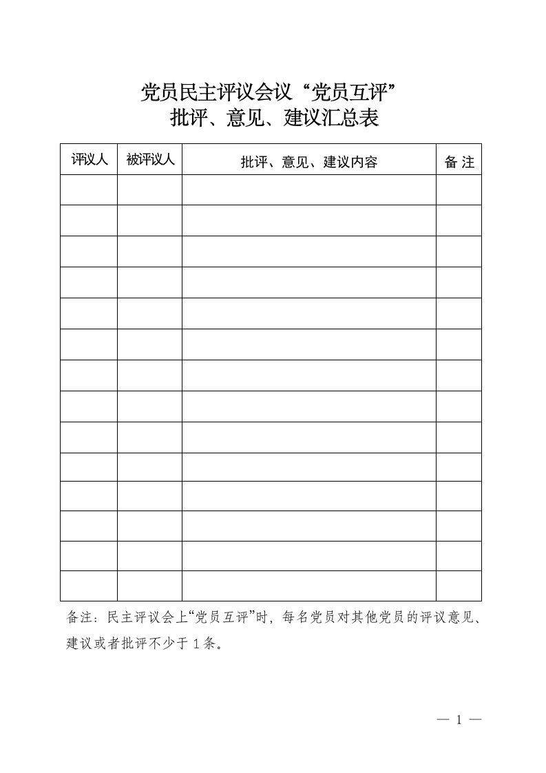 党员民主评议会议“党员互评”.doc