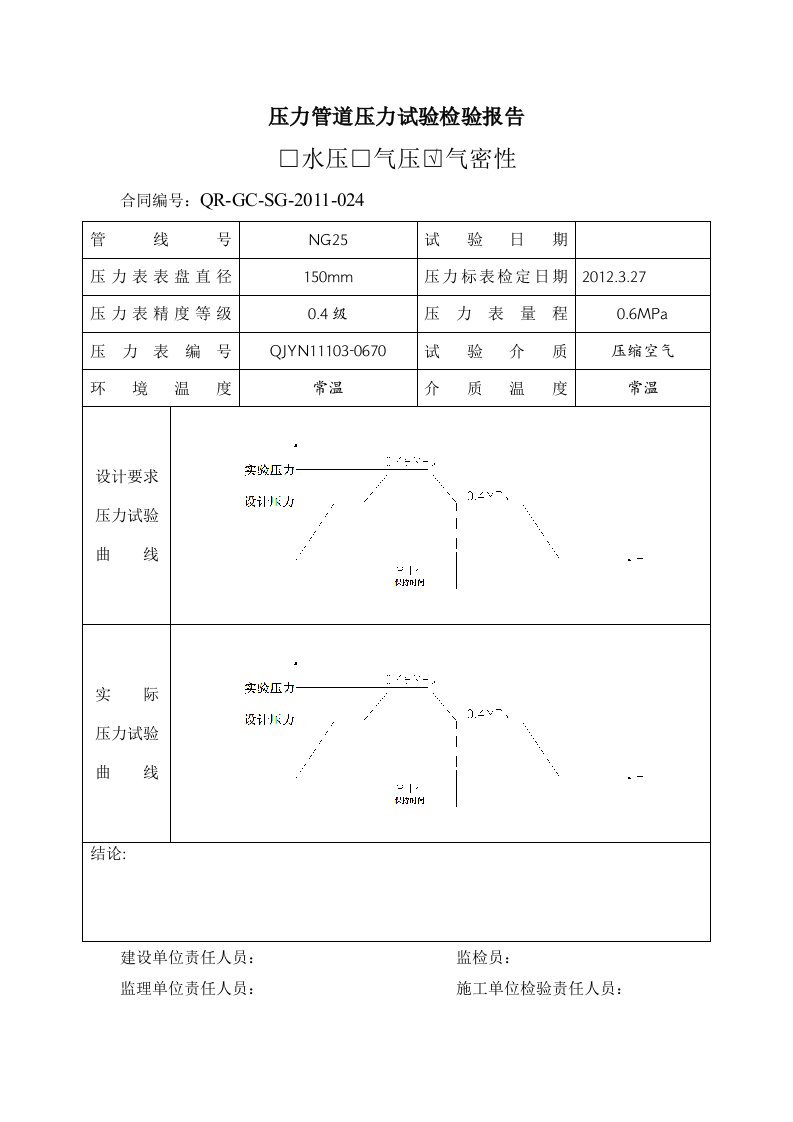 压力管道气密性试验