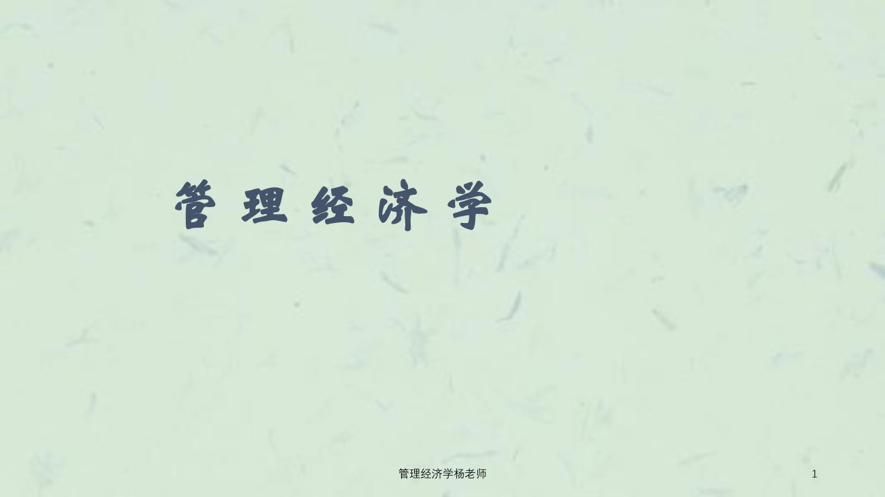 管理经济学杨老师课件