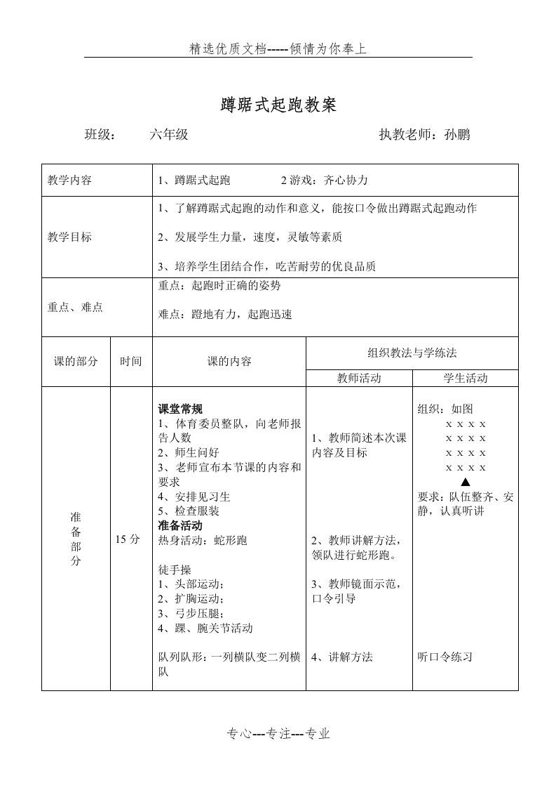 小学五年级年级蹲踞式起跑教案(共3页)