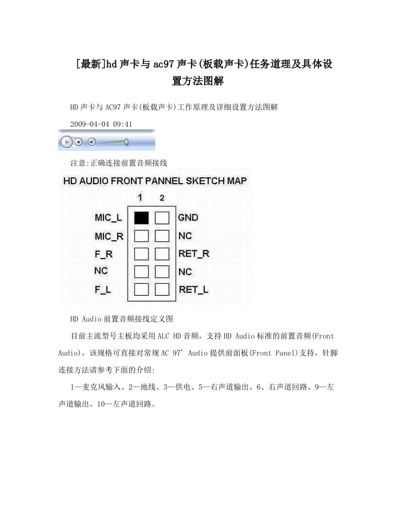 [最新]hd声卡与ac97声卡&#40;板载声卡&#41;任务道理及具体设置方法图解