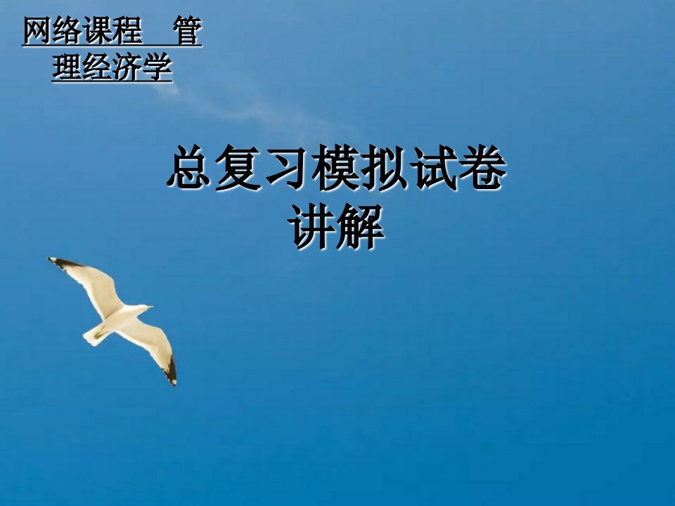 管理经济学总复习模拟试卷讲解ppt课件