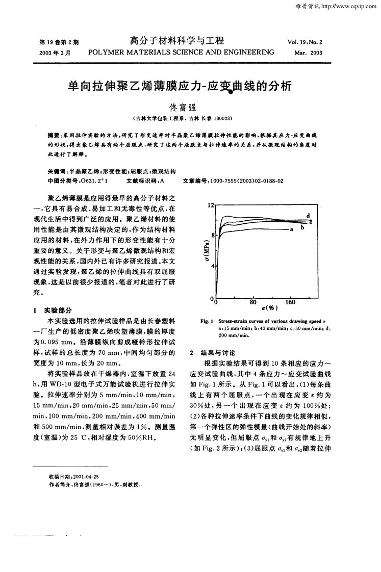 单向拉伸聚乙烯薄膜应力—应变曲线的分析.pdf