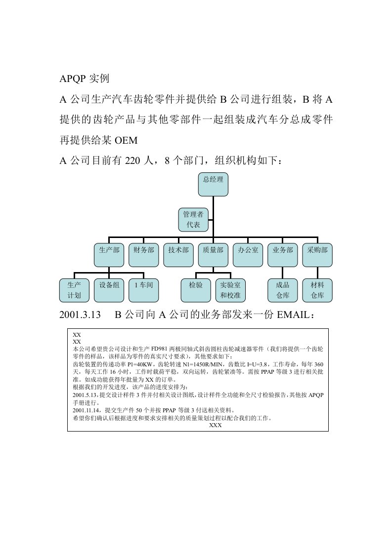 品质管理之APQP实例