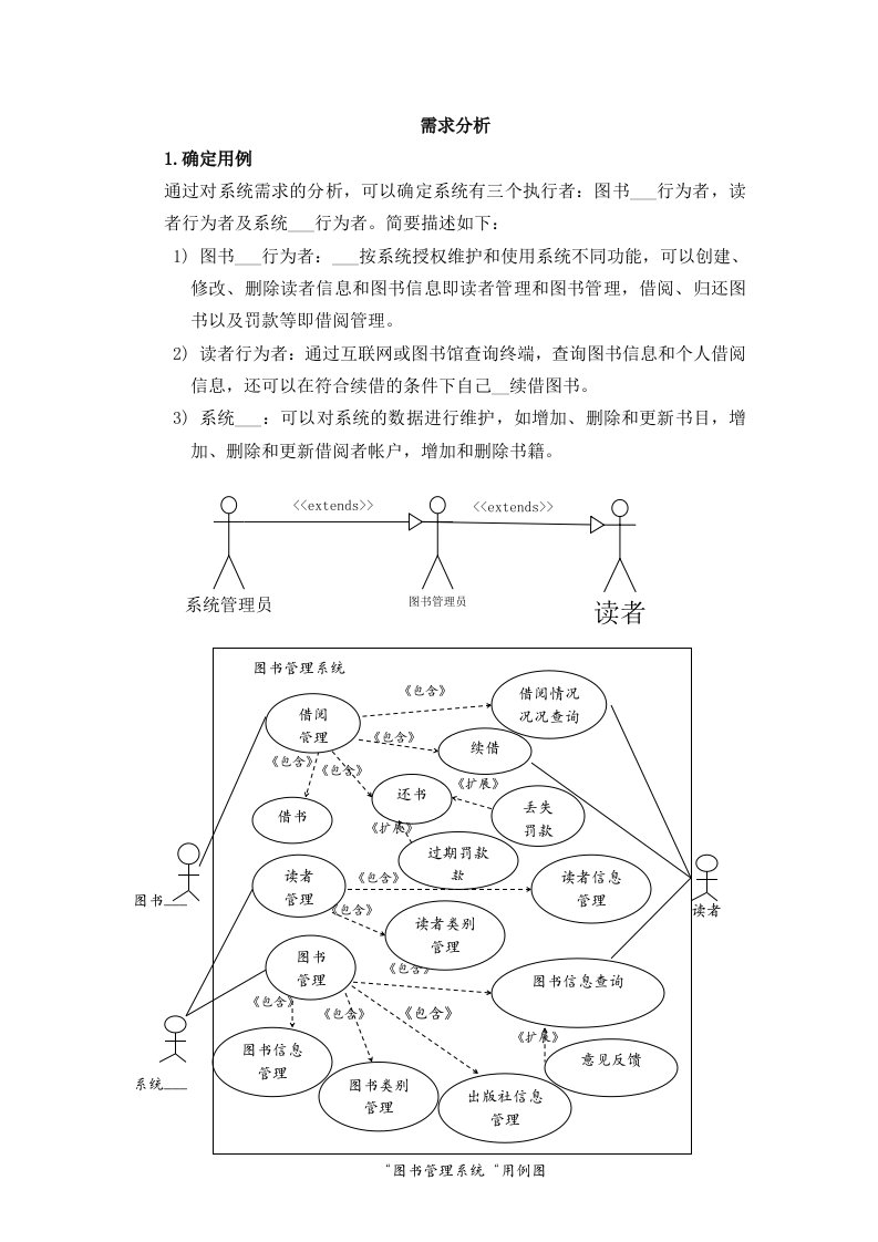 面向对象图书管理系统需求分析总体设计