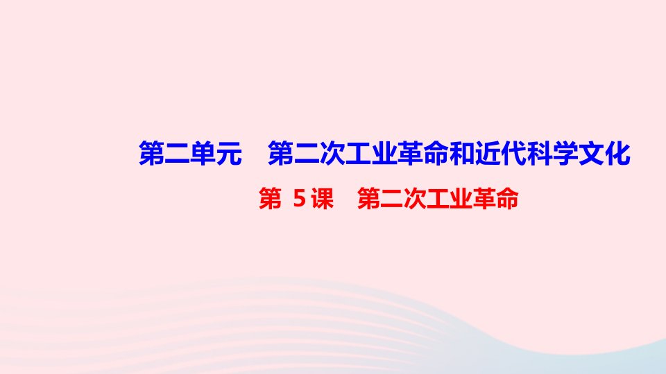 九年级历史下册第二单元第二次工业革命和近代科学文化第5课第二次工业革命作业课件新人教版