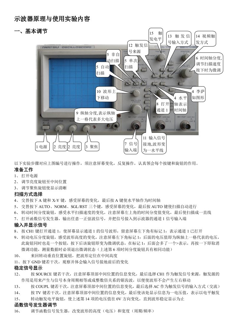 示波器实验内容与步骤