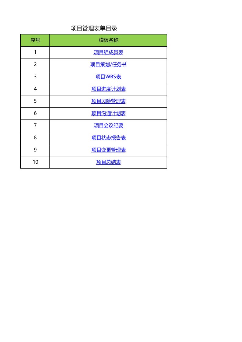 项目管理整套表单(经典)