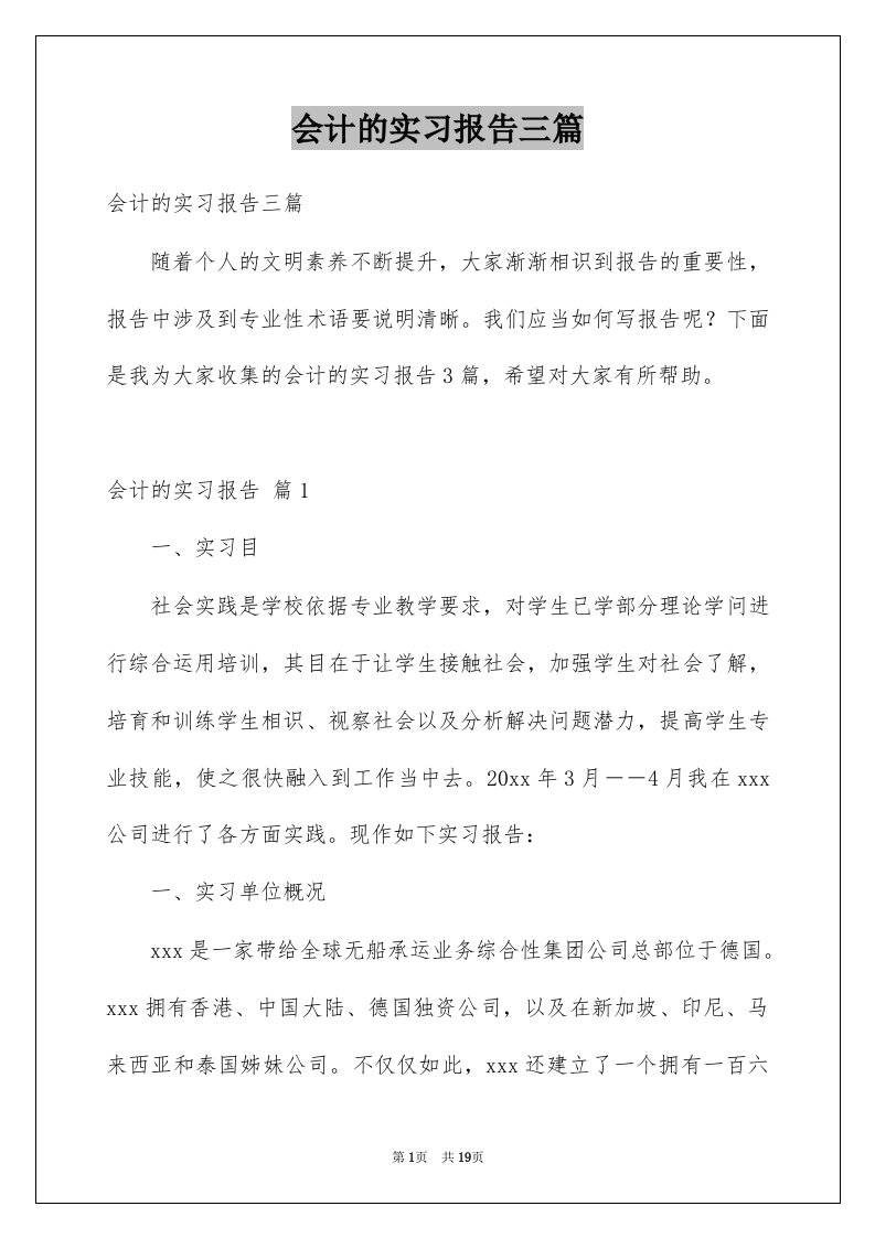 会计的实习报告三篇例文9