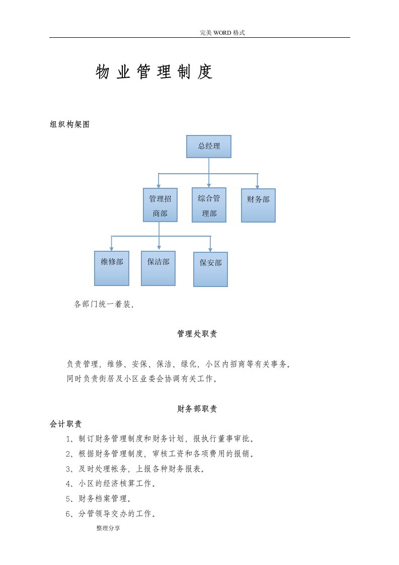 物业管理规章制度全