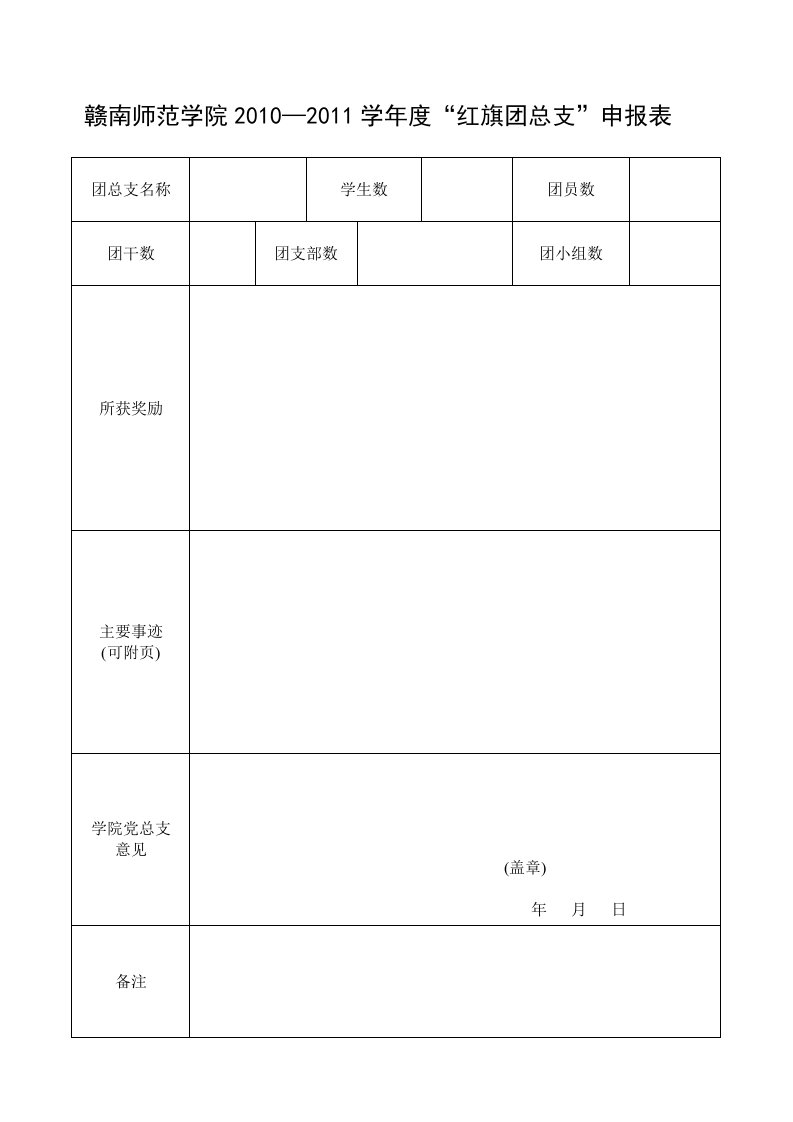 赣南师范学院各类学生工作申报表