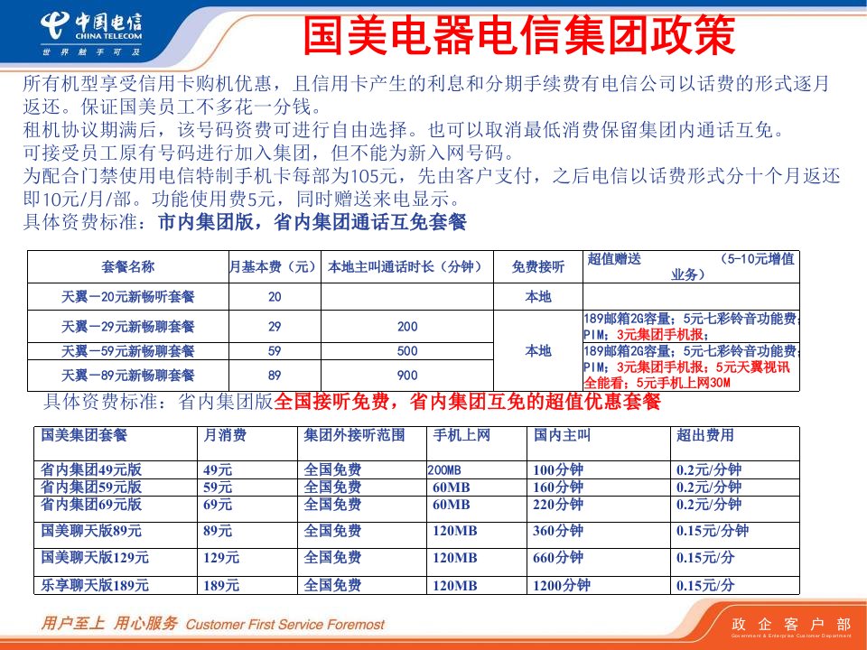 电信机型介绍及租机政策