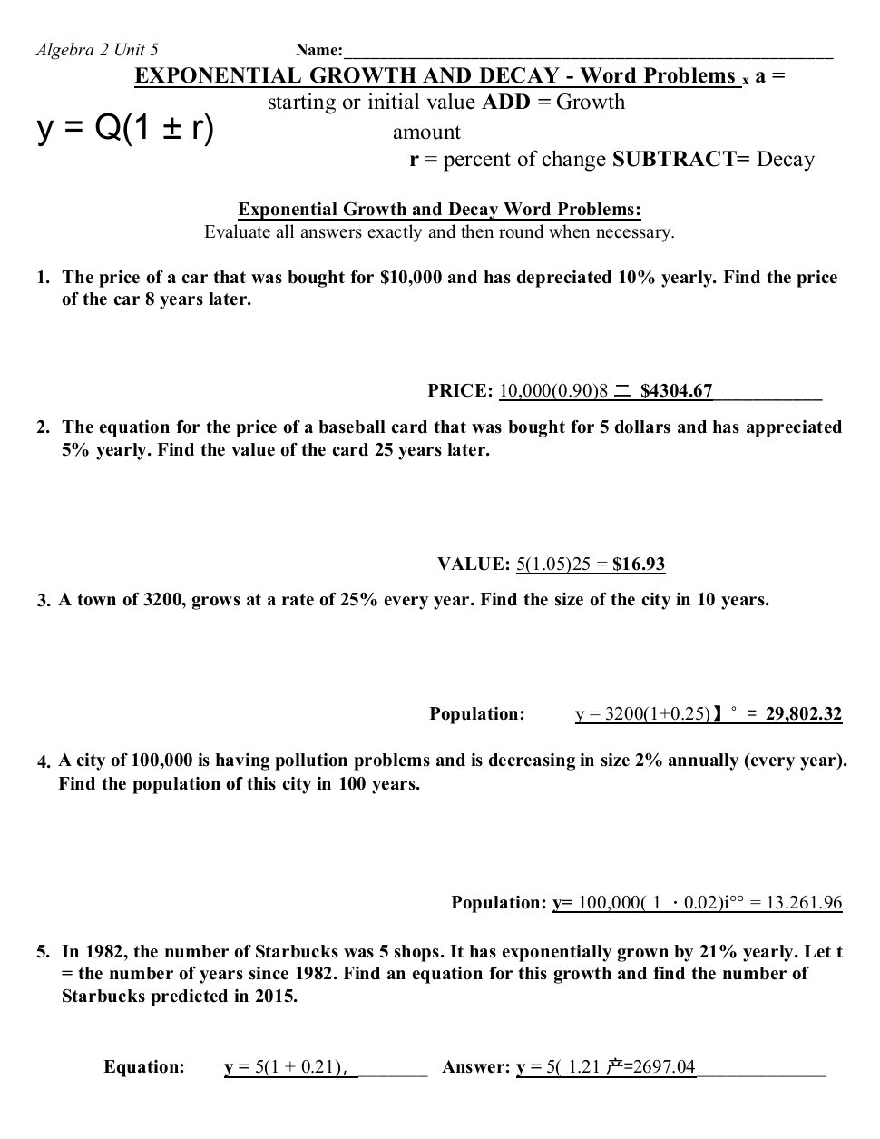 Algebra2Unit5Name