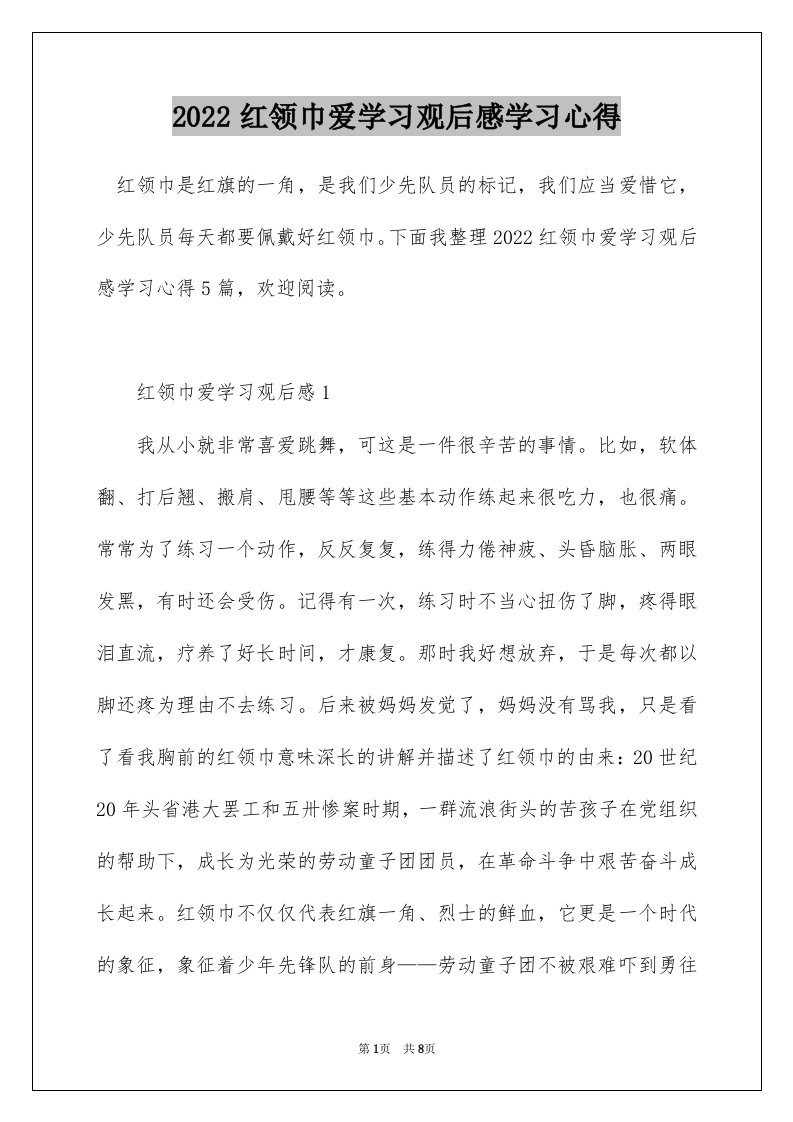 2022红领巾爱学习观后感学习心得