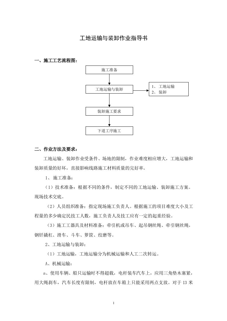 工地运输与装卸作业指导书