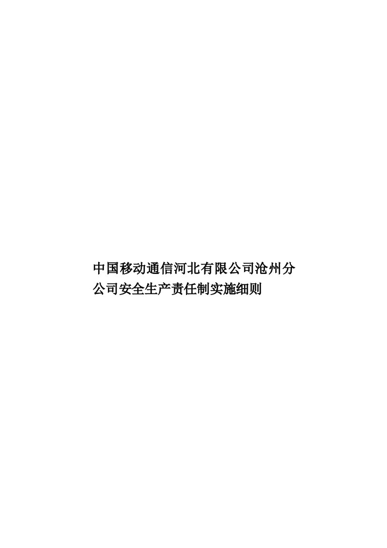 中国移动通信河北有限公司沧州分公司安全生产责任制实施细则模板