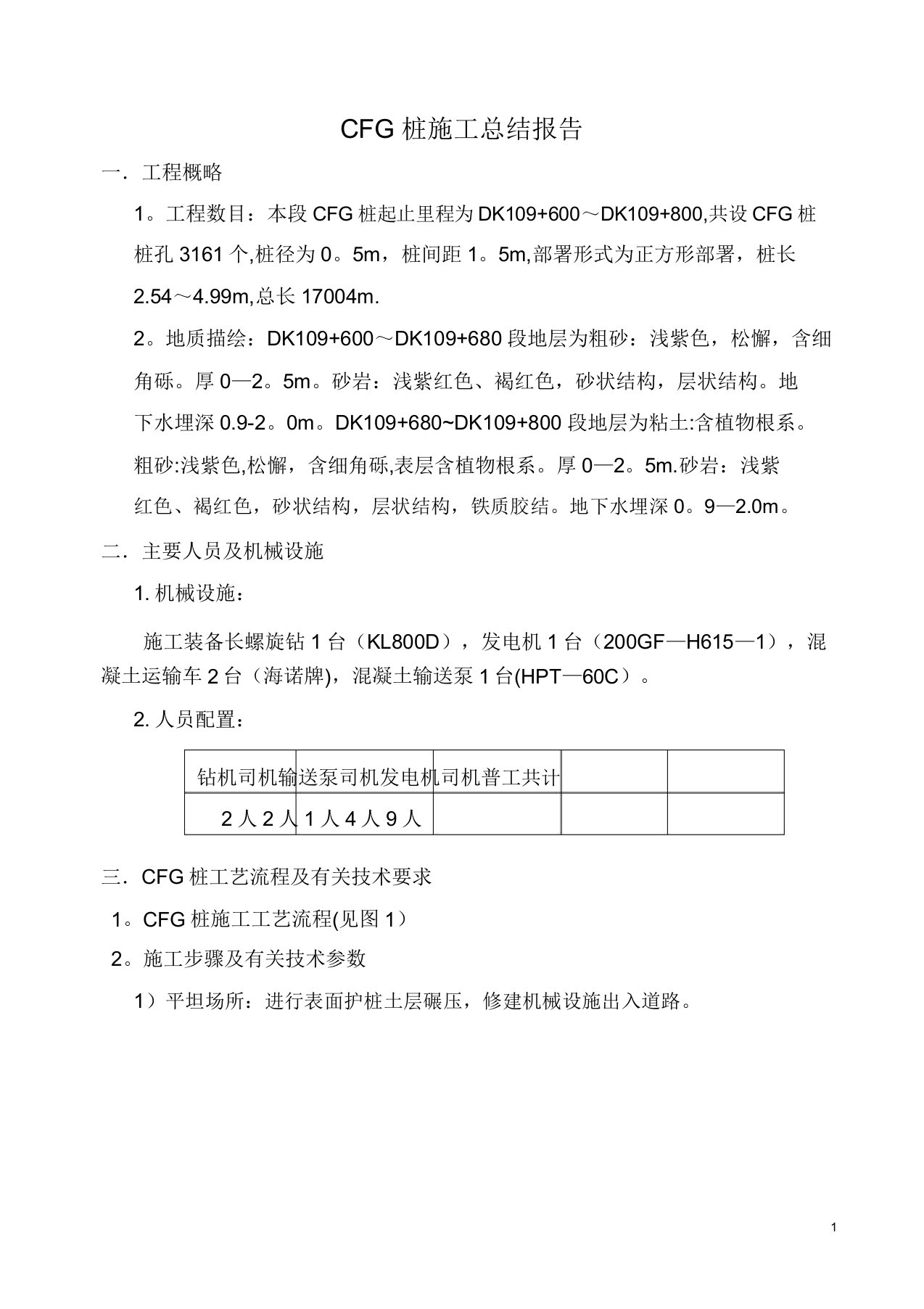 CFG桩施工总结报告