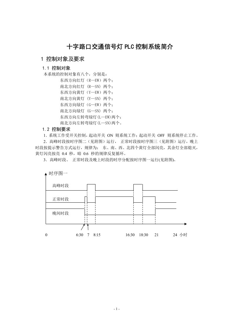 十字路口交通信号灯PLC控制系统设计与调试