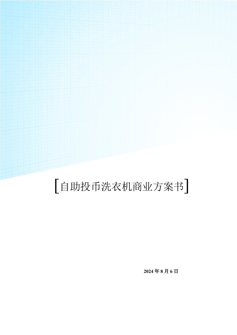 自助投币洗衣机商业实施计划书