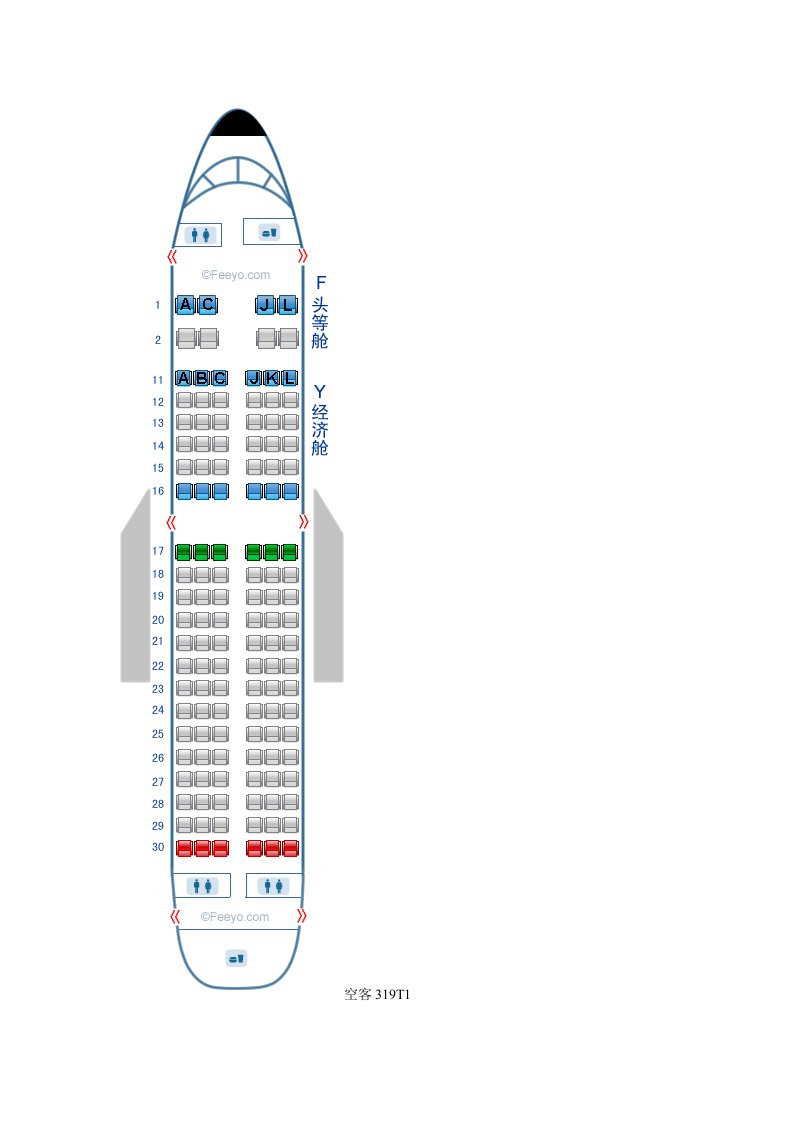 波音飞机、空中客车飞机座位分布图