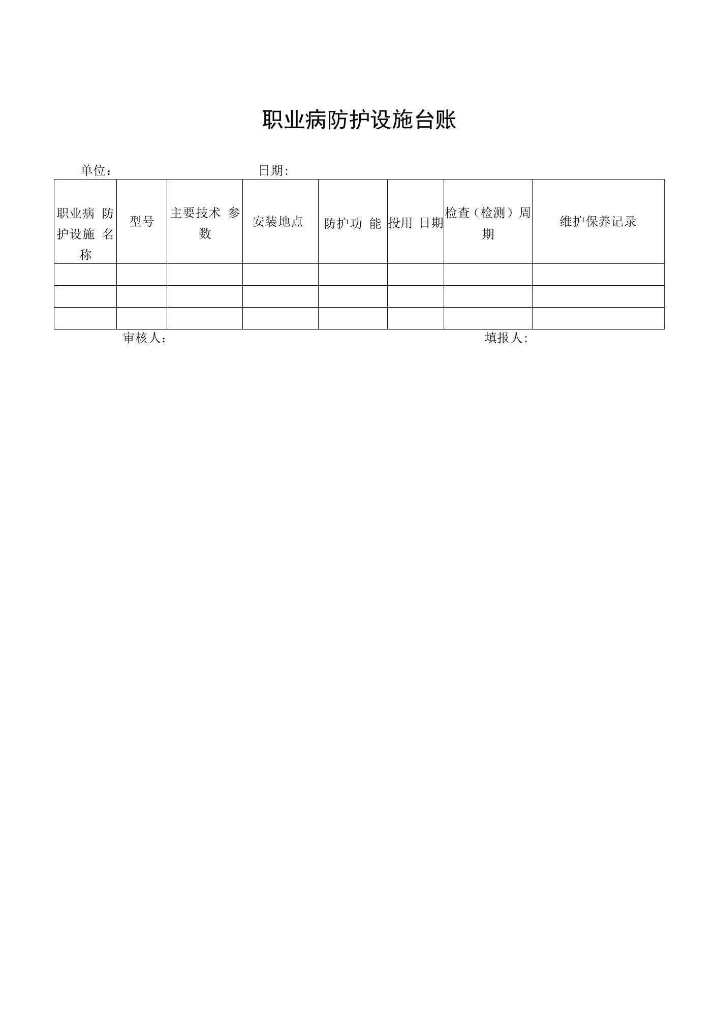 职业病防护设施台账