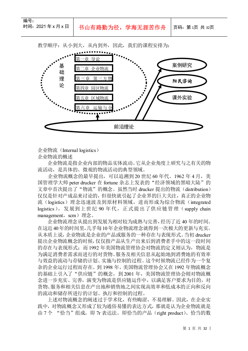 企业物流（Internallogistics）