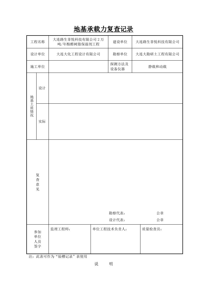 地基承载力复查记录