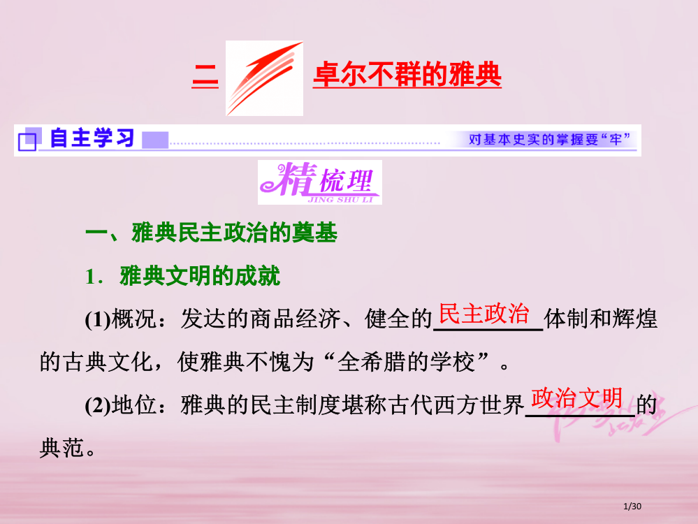 高中历史专题六二卓尔不群的雅典省公开课一等奖新名师优质课获奖PPT课件