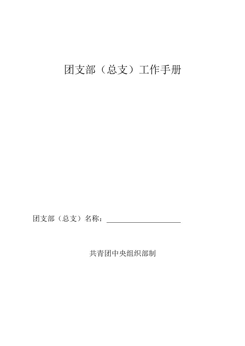 团支部总支工作手册样稿