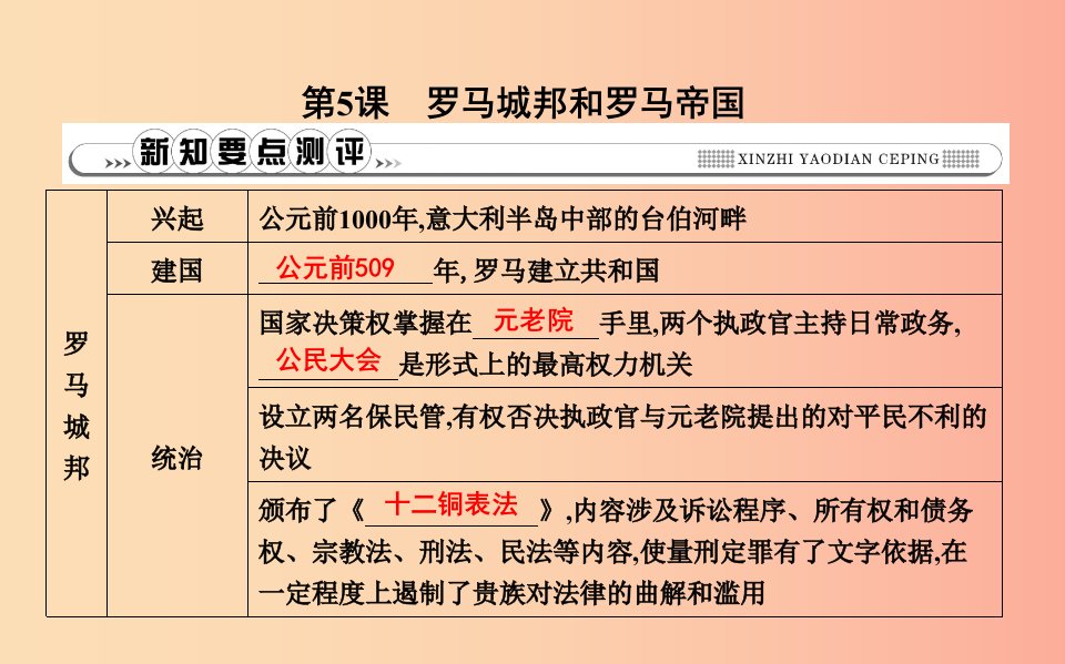 2019年九年级历史上册第二单元古代欧洲文明第5课罗马城邦和罗马帝国课时作业课件新人教版