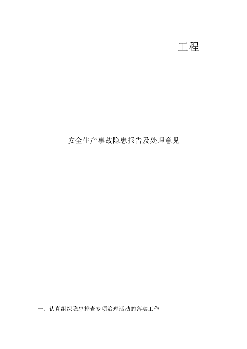 安全事故隐患报告、安全生产问题的报告及处理意见