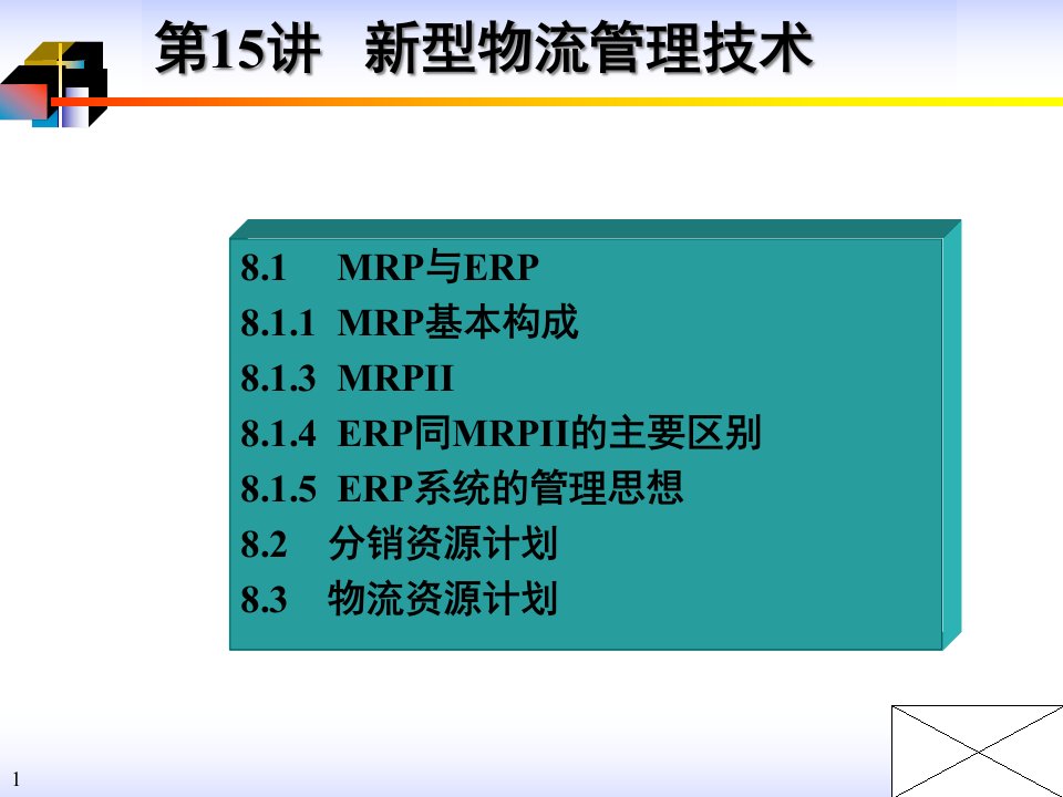 第15讲新型物流管理技术MRP、ERP、MRPII