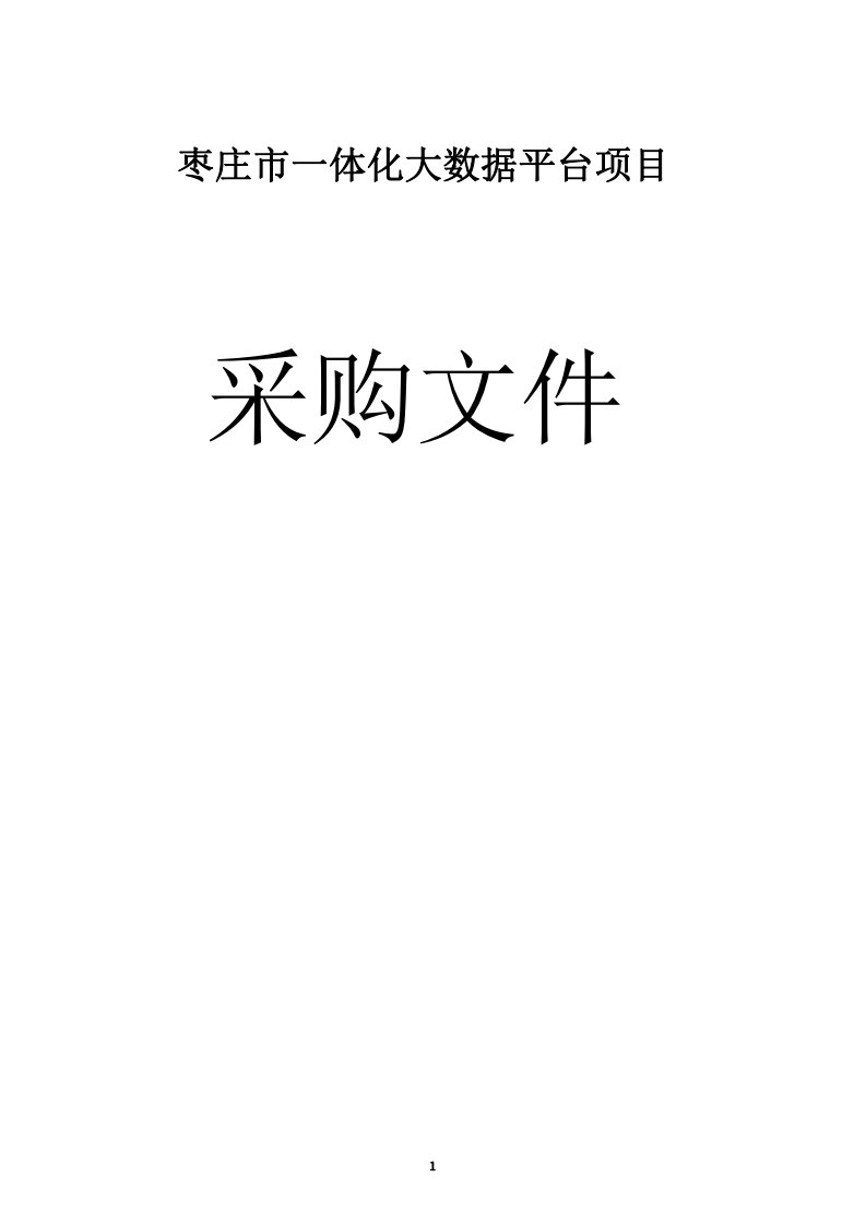 枣庄市一体化大数据平台项目招标文件