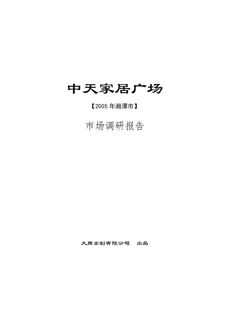 湘潭市中天家居广场市场调研报告43页