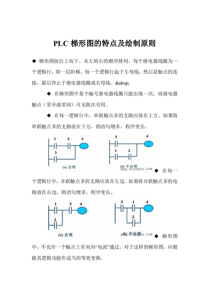 plc梯形图的特点及绘制原则