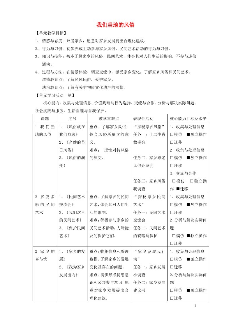 四年级道德与法治下册