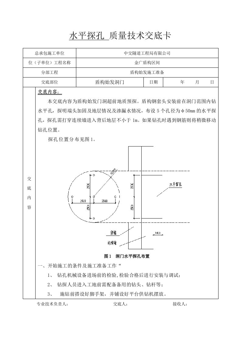 水平探孔技术交底