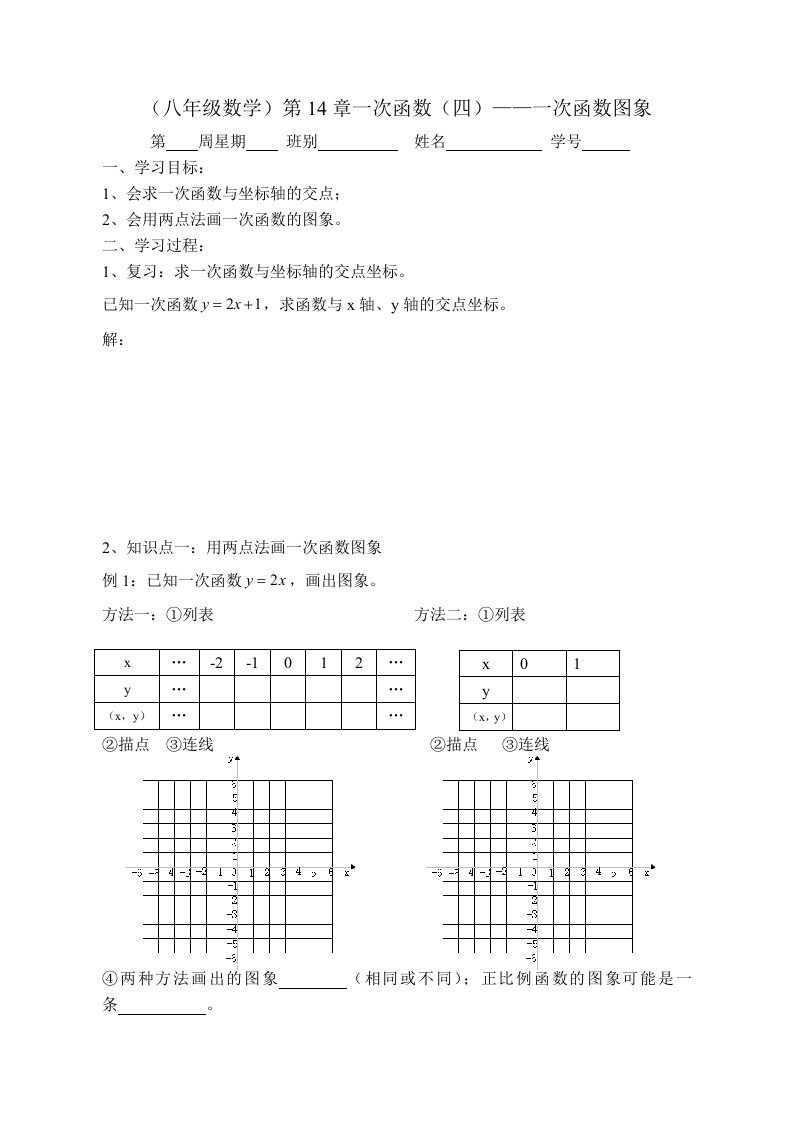 （八年级数学）第14章一次函数（四）-一次函数图象